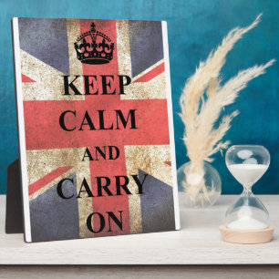 Keep Calm Carry On British Flag Plaque
