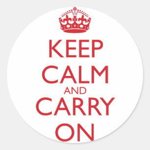 Keep Calm & Carry On Fire Engine Red Text Classic Round Sticker