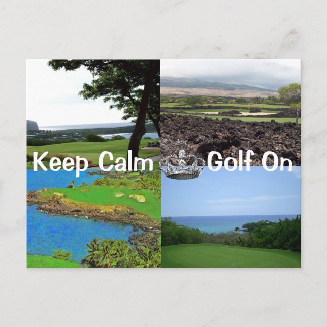 Keep Calm Carry On Golf Hawaii Postcard (Front)