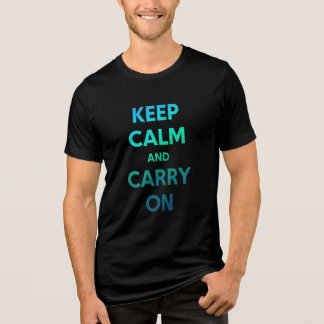 Keep Calm Carry On Motivational Blue Gradient Dark Tri-Blend Shirt