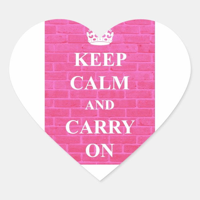 Keep Calm & Carry On Pink Heart Sticker (Front)