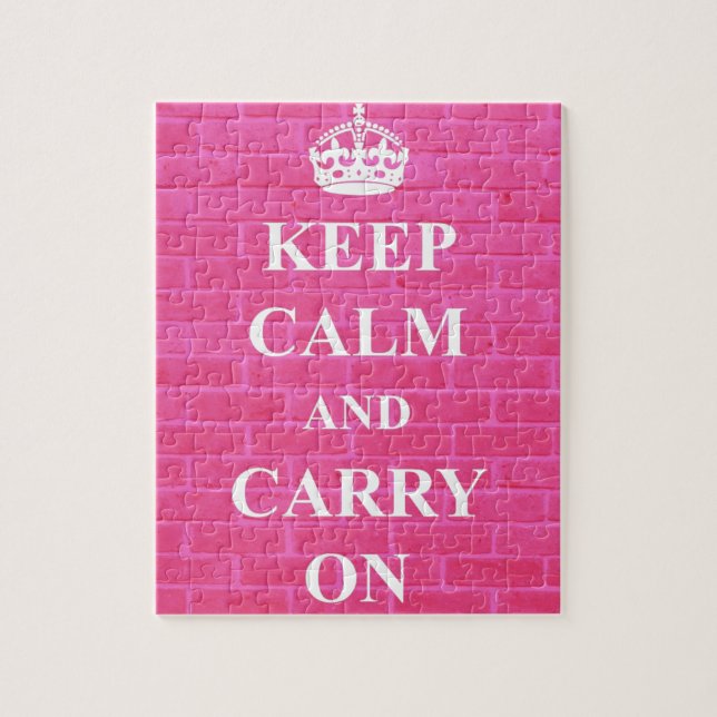 Keep Calm & Carry On Pink Jigsaw Puzzle (Vertical)