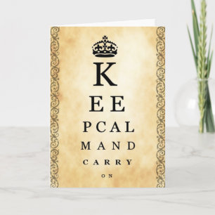 Keep Calm & Carry On Vintage Eye Chart Greeting Card