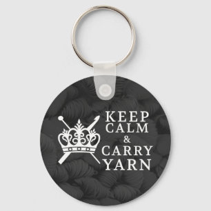 Keep Calm Carry Yarn Crafts Dark Keychain