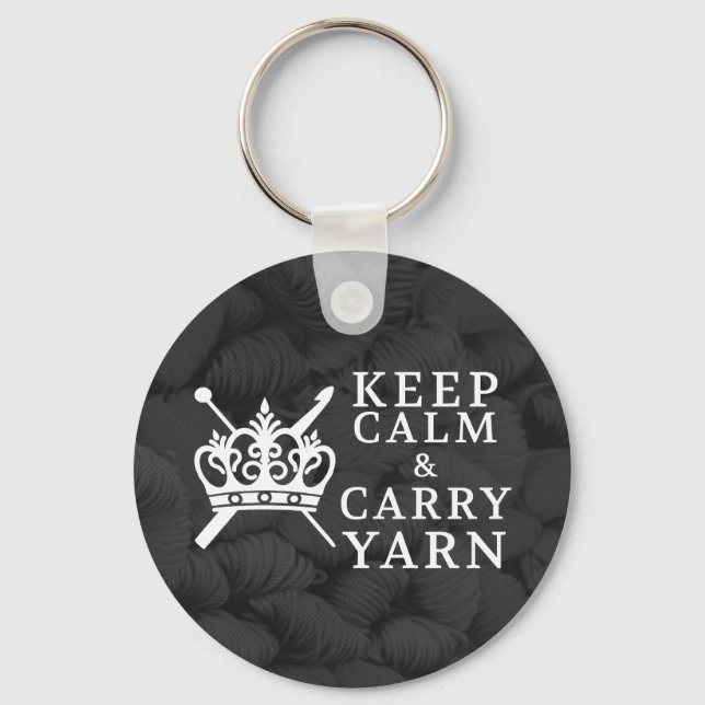Keep Calm Carry Yarn Crafts Dark Keychain (Front)