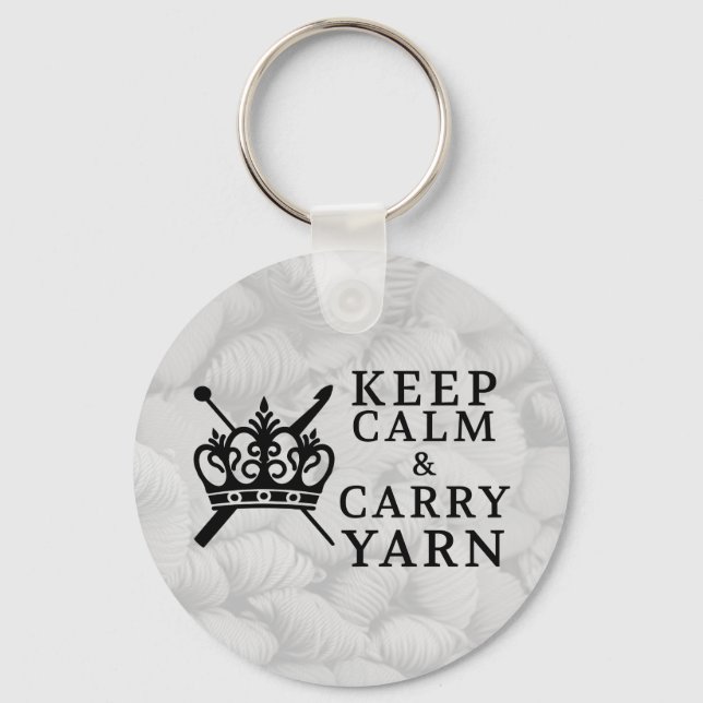 Keep Calm Carry Yarn Crafts Keychain (Front)
