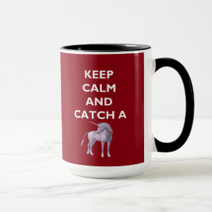 Keep Calm Catch a Unicorn White Font, Retro, ZKoA Mug