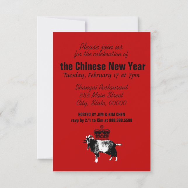 Keep Calm Celebrate Chinese New Year Goat  Invitation (Back)