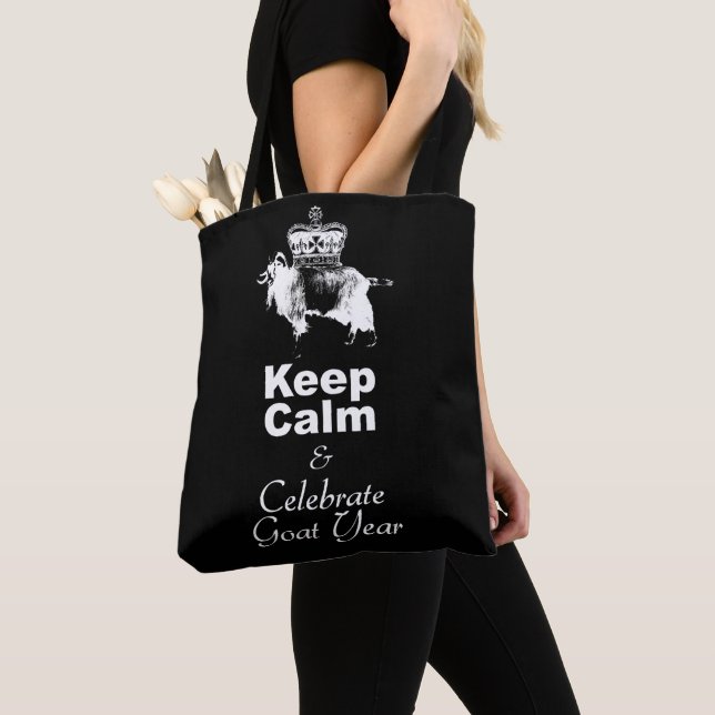 Keep Calm Celebrate Goat Year Black A Tote Bag (Close Up)