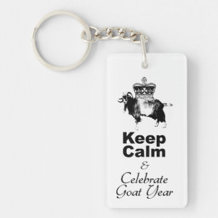 Keep Calm Celebrate Goat Year Monogram 2-sided KC Keychain