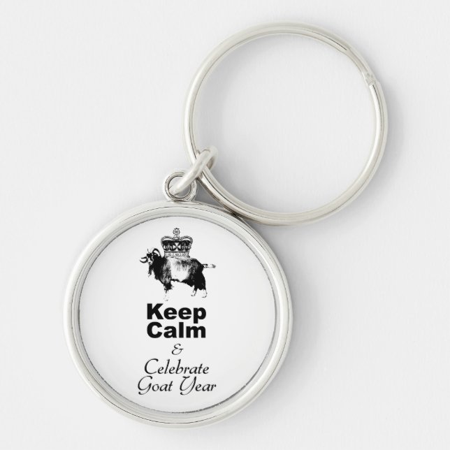 Keep Calm Celebrate Goat Year Round Keychain (Front)