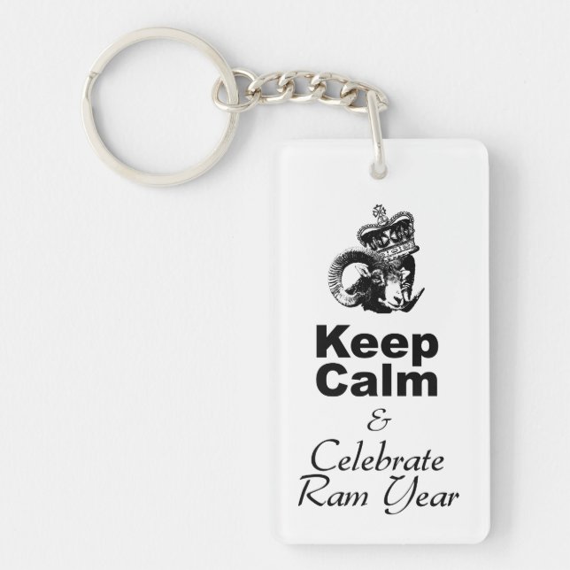 Keep Calm Celebrate Ram Year Monogram 2sided KC Keychain (Front)
