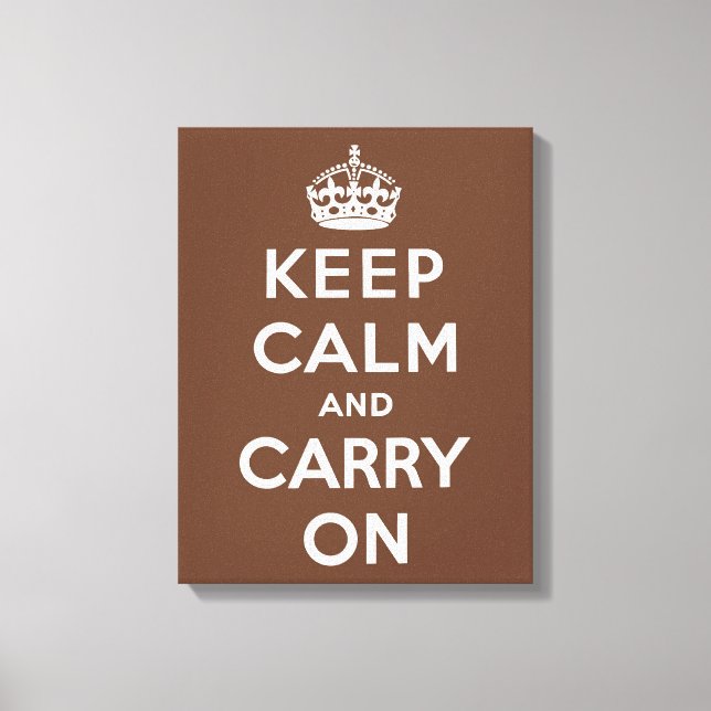 Keep Calm Chocolate and White Canvas Print (Front)