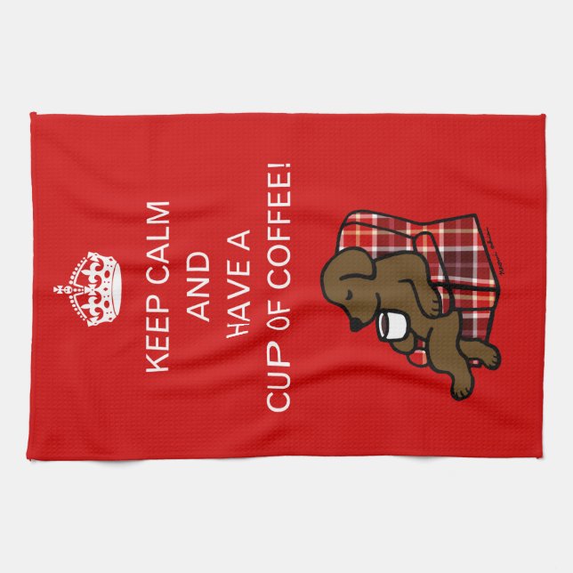 Keep Calm Chocolate Labrador Kitchen Towel (Horizontal)
