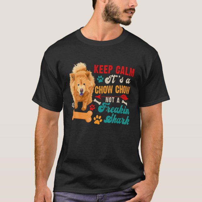 Keep Calm Chow Chow Not A Funny Shark Matching Dog T-Shirt (Front)