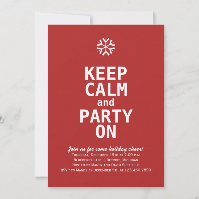 Keep Calm Christmas Invitation (Front)