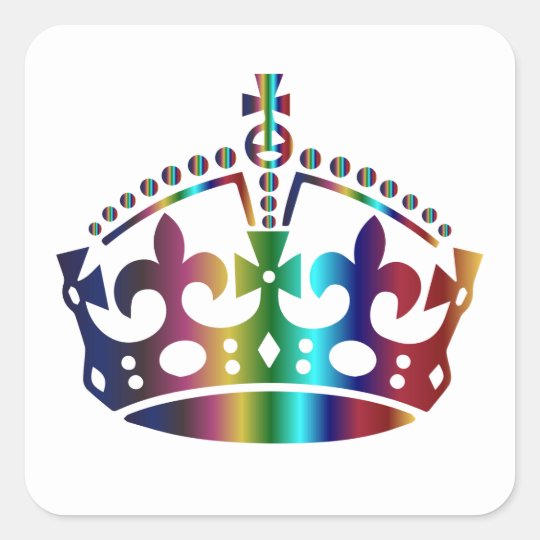 Keep Calm Colours Crown - Change background Square Sticker