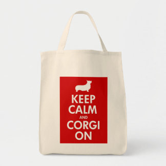 Keep Calm Corgi On Grocery Tote (Pembroke) Bag