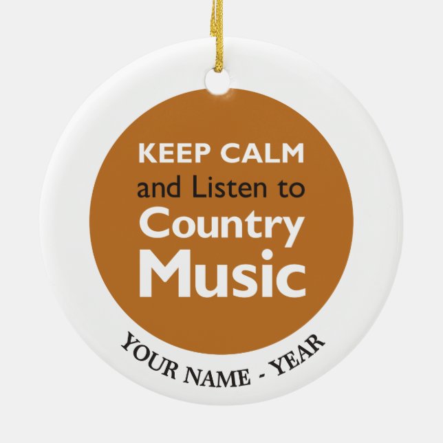 Keep Calm Country Ceramic Ornament (Back)