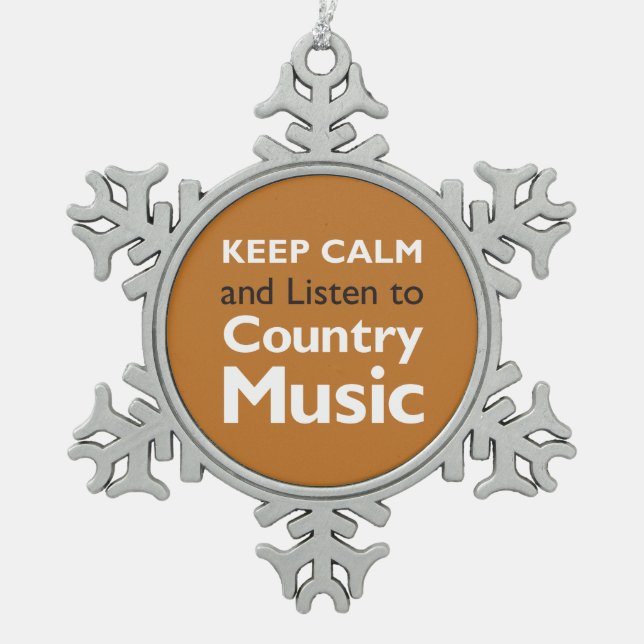 Keep Calm Country Snowflake Pewter Christmas Ornament (Front)