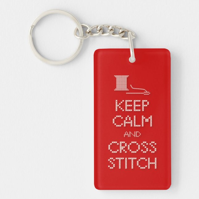 Keep Calm Cross Stitch Keychain (Front)