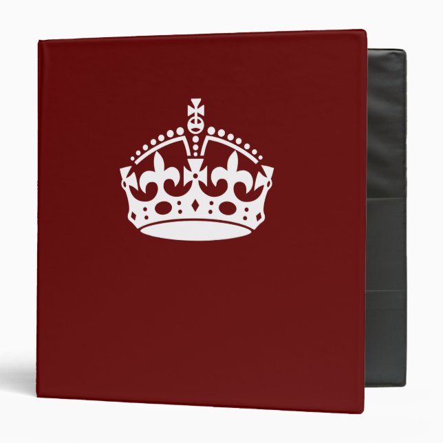 Keep Calm Crown Burgundy Red Accent Binder (Front/Inside)