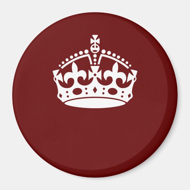 Keep Calm Crown Burgundy Red Accent Magnet (Front)