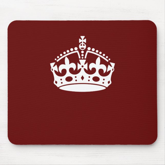 Keep Calm Crown Burgundy Red Accent Mouse Pad (Front)