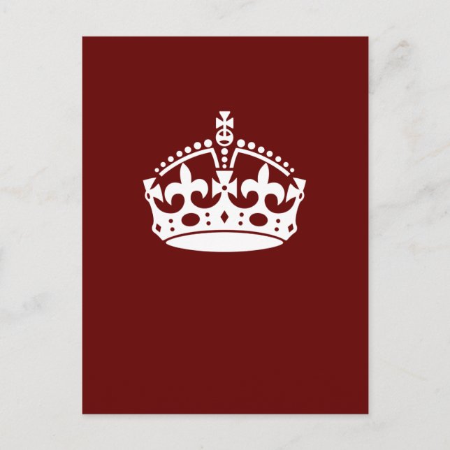 Keep Calm Crown Burgundy Red Accent Postcard (Front)