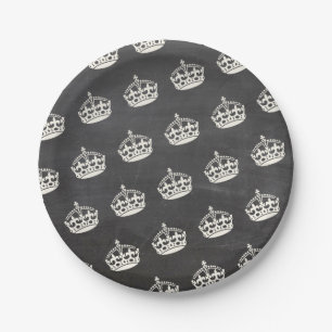 Keep Calm Crown Chalkboard Party Chic Paper Plates
