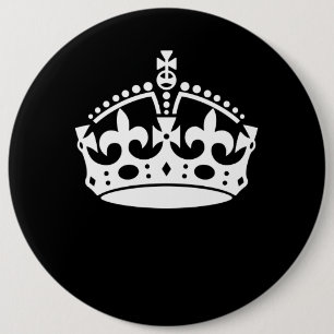 KEEP CALM CROWN Icon on Black Customize This 6 Inch Round Button