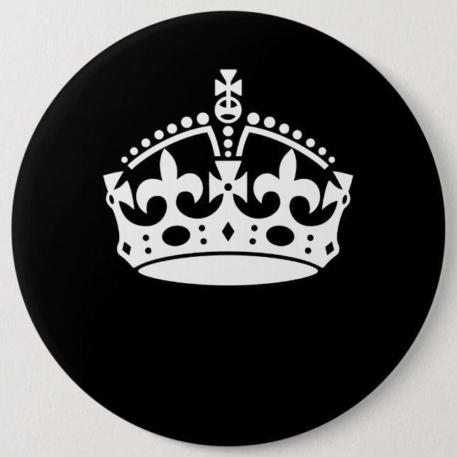 KEEP CALM CROWN Icon on Black Customize This 6 Inch Round Button (Front)