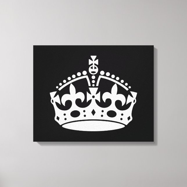 KEEP CALM CROWN Icon on Black Customize This Canvas Print (Front)