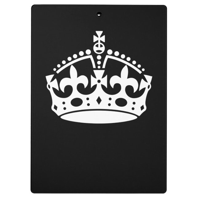 KEEP CALM CROWN Icon on Black Customize This Clipboard (Back)
