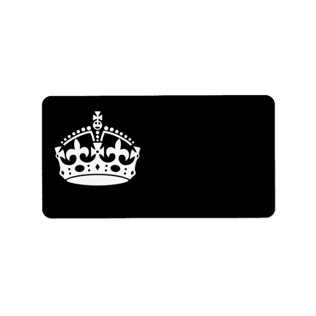 KEEP CALM CROWN Icon on Black Customize This Label (Front)