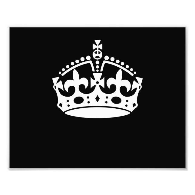 KEEP CALM CROWN Icon on Black Customize This Photo Print (Front)