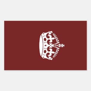 Keep Calm Crown Icon on Burgundy Red Sticker