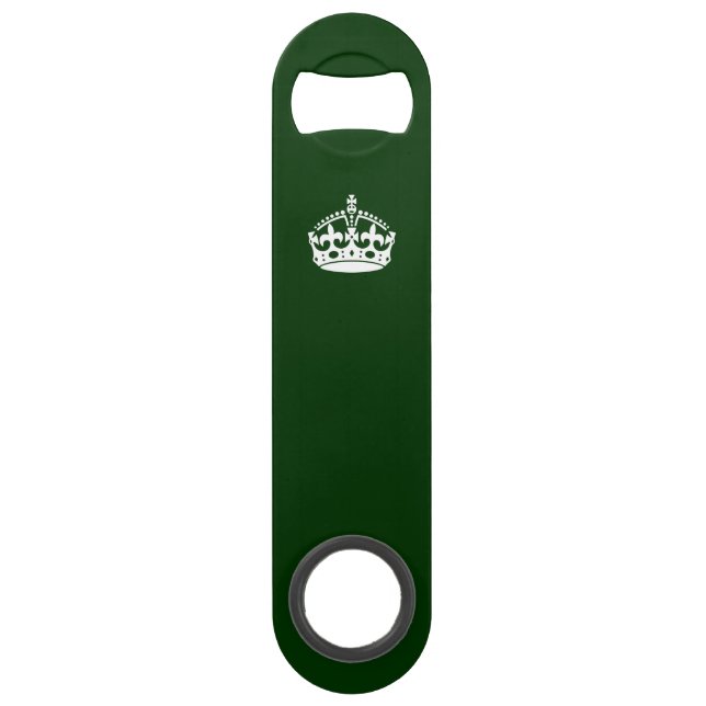 Keep Calm Crown Icon on Forest Green Bar Key (Front)