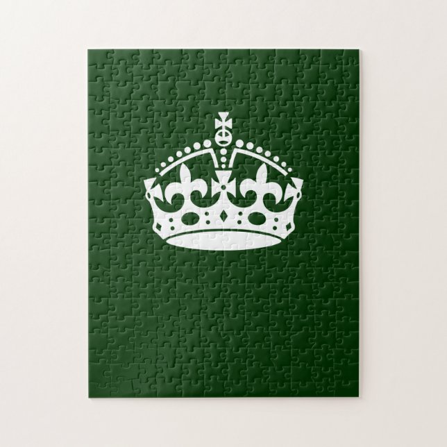 Keep Calm Crown Icon on Forest Green Jigsaw Puzzle (Vertical)