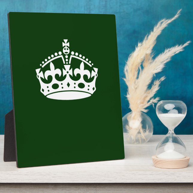 Keep Calm Crown Icon on Forest Green Plaque (Side)