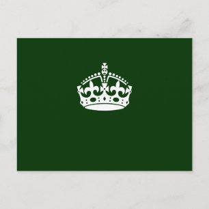Keep Calm Crown Icon on Forest Green Postcard