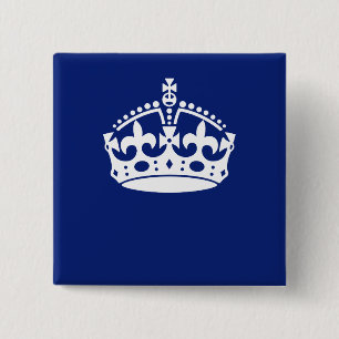 Keep Calm Crown Icon on Navy Blue 2 Inch Square Button