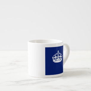 Keep Calm Crown Icon on Navy Blue Espresso Cup