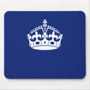 Keep Calm Crown Icon on Navy Blue Mouse Pad