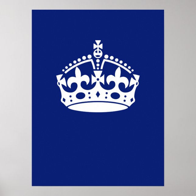 Keep Calm Crown Icon on Navy Blue Poster (Front)