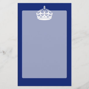 Keep Calm Crown Icon on Navy Blue Stationery