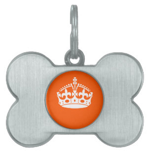 KEEP CALM CROWN Icon on Orange Customize This Pet Tag