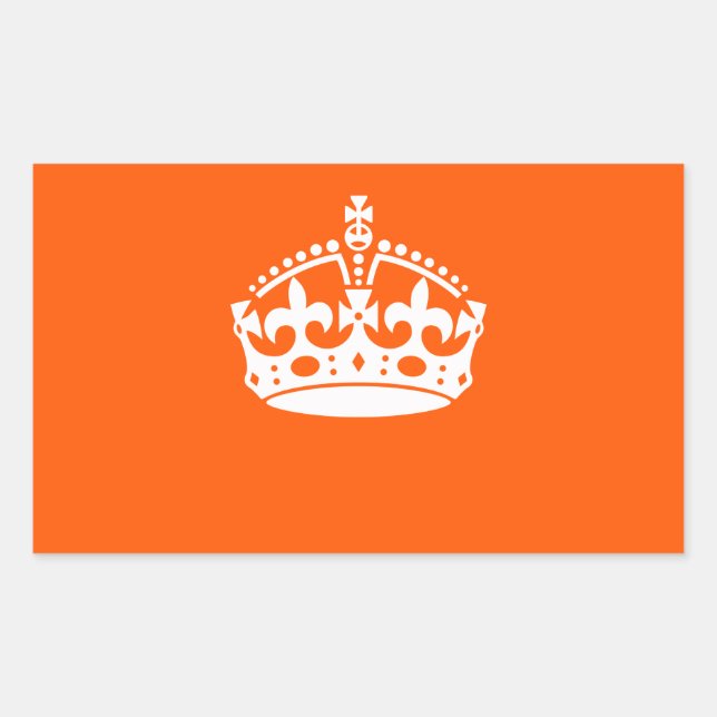 KEEP CALM CROWN Icon on Orange Customize This Sticker (Front)