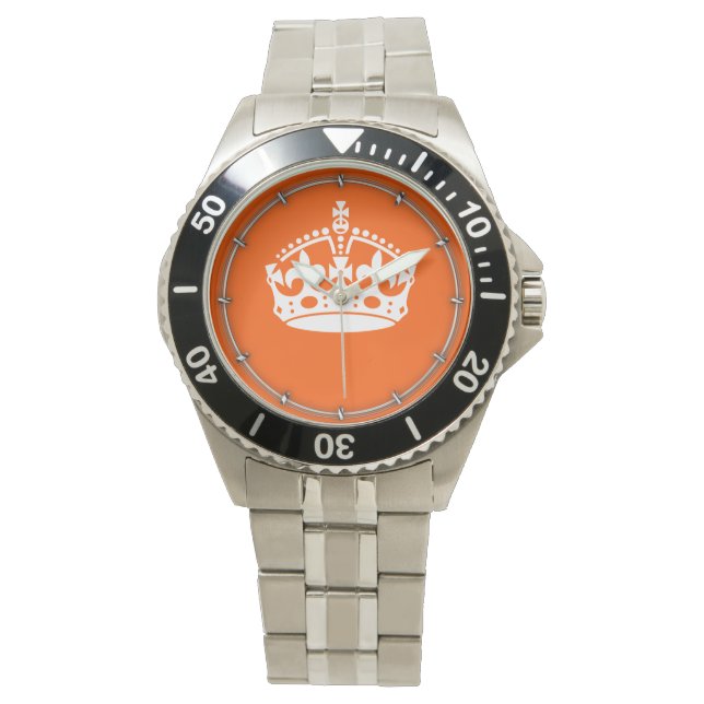 KEEP CALM CROWN Icon on Orange Customize This Watch (Front)