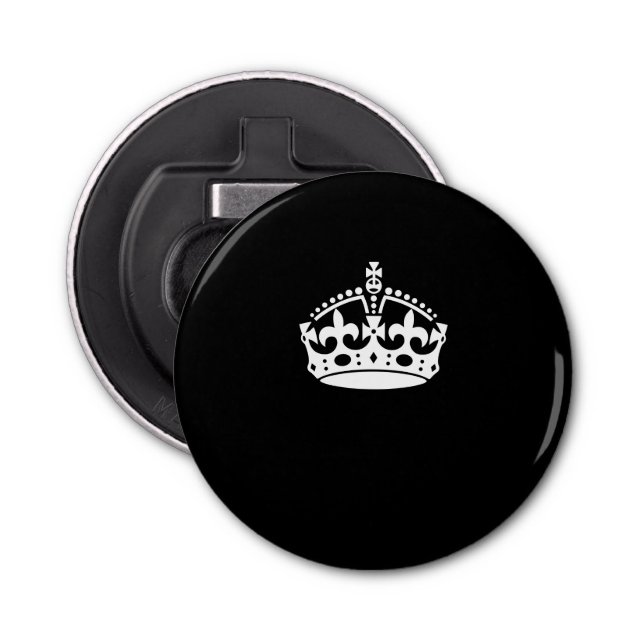 Keep Calm Crown on Black Bottle Opener (Front)